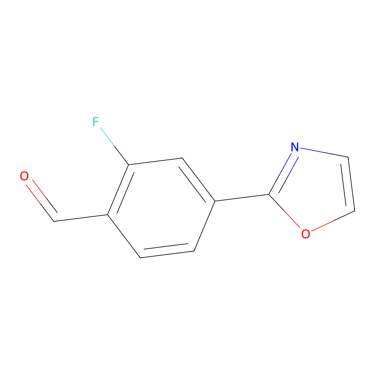 2-Fluoro-4-(1,3-oxazol-2-yl)benzaldehyde molecular structure, CAS 1909319-04-5