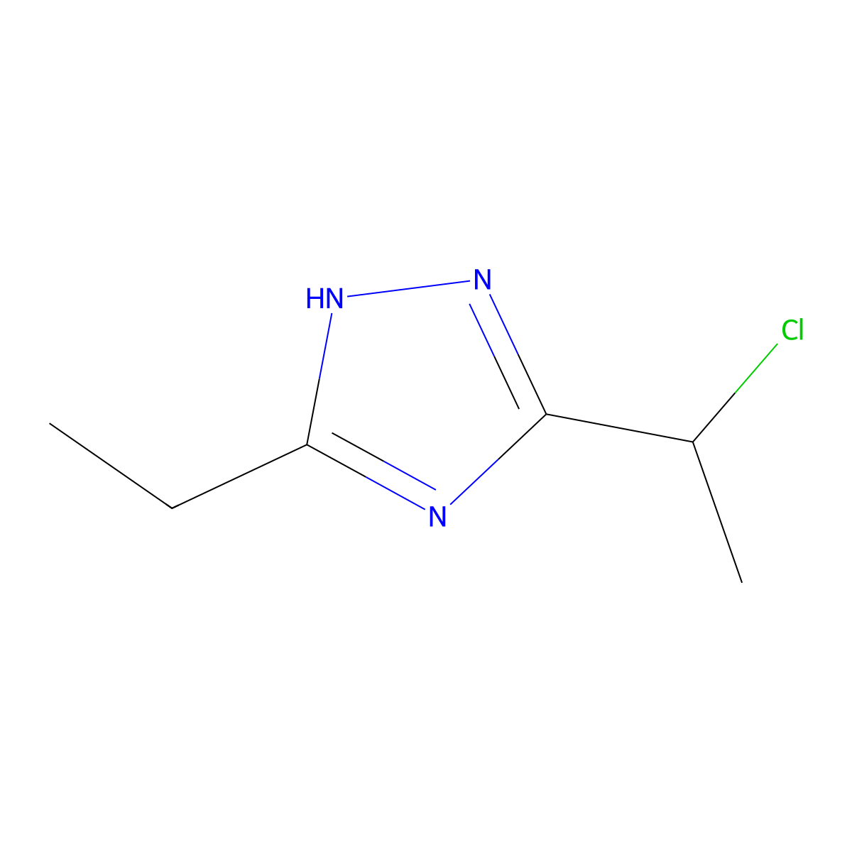 5-(1-chloroethyl)-3-ethyl-1H-1,2,4-triazole molecular structure, CAS 1909319-05-6