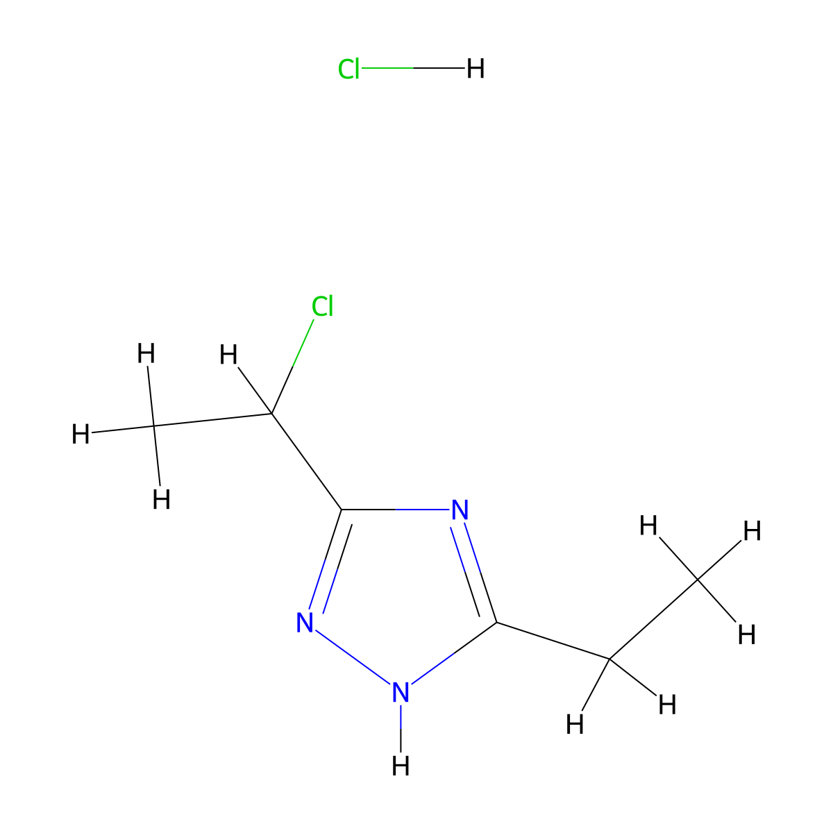 5-(1-chloroethyl)-3-ethyl-1H-1,2,4-triazole hydrochloride molecular structure, CAS 1909319-06-7