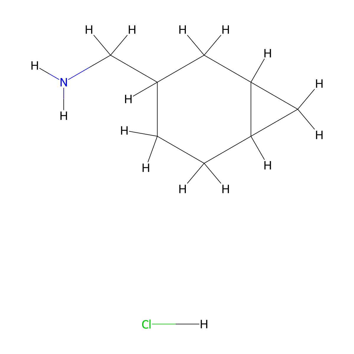 {Bicyclo[4.1.0]heptan-3-yl}methanamine hydrochloride molecular structure, CAS 1909319-12-5