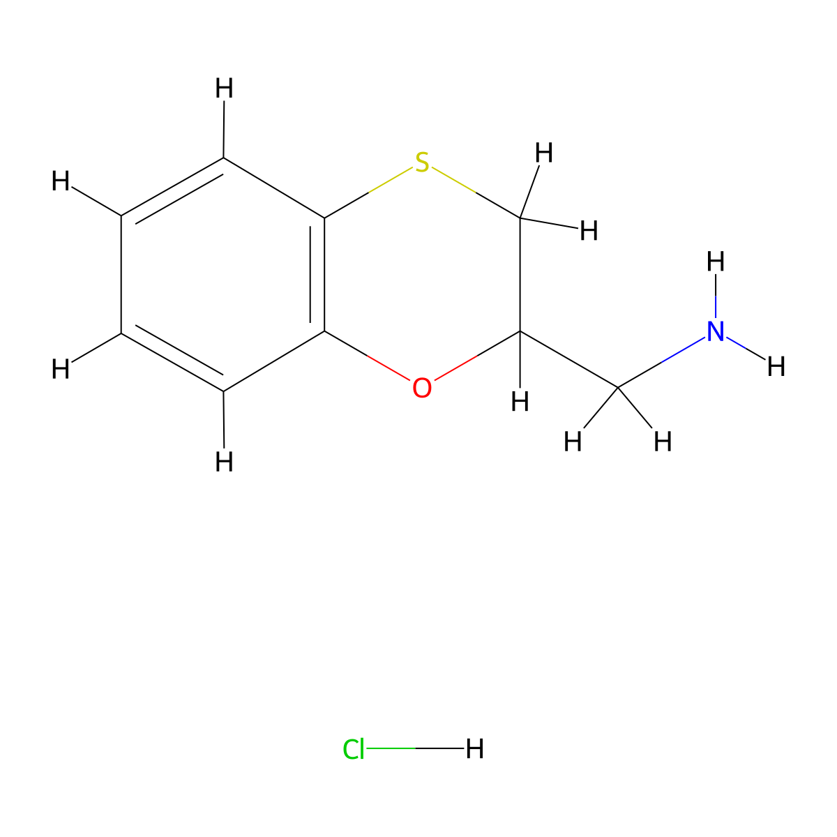 (2,3-Dihydro-1,4-benzoxathiin-2-yl)methanamine hydrochloride molecular structure, CAS 1909319-17-0