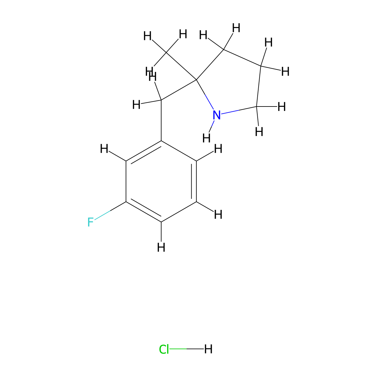 2-[(3-Fluorophenyl)methyl]-2-methylpyrrolidine hydrochloride molecular structure, CAS 1909319-18-1
