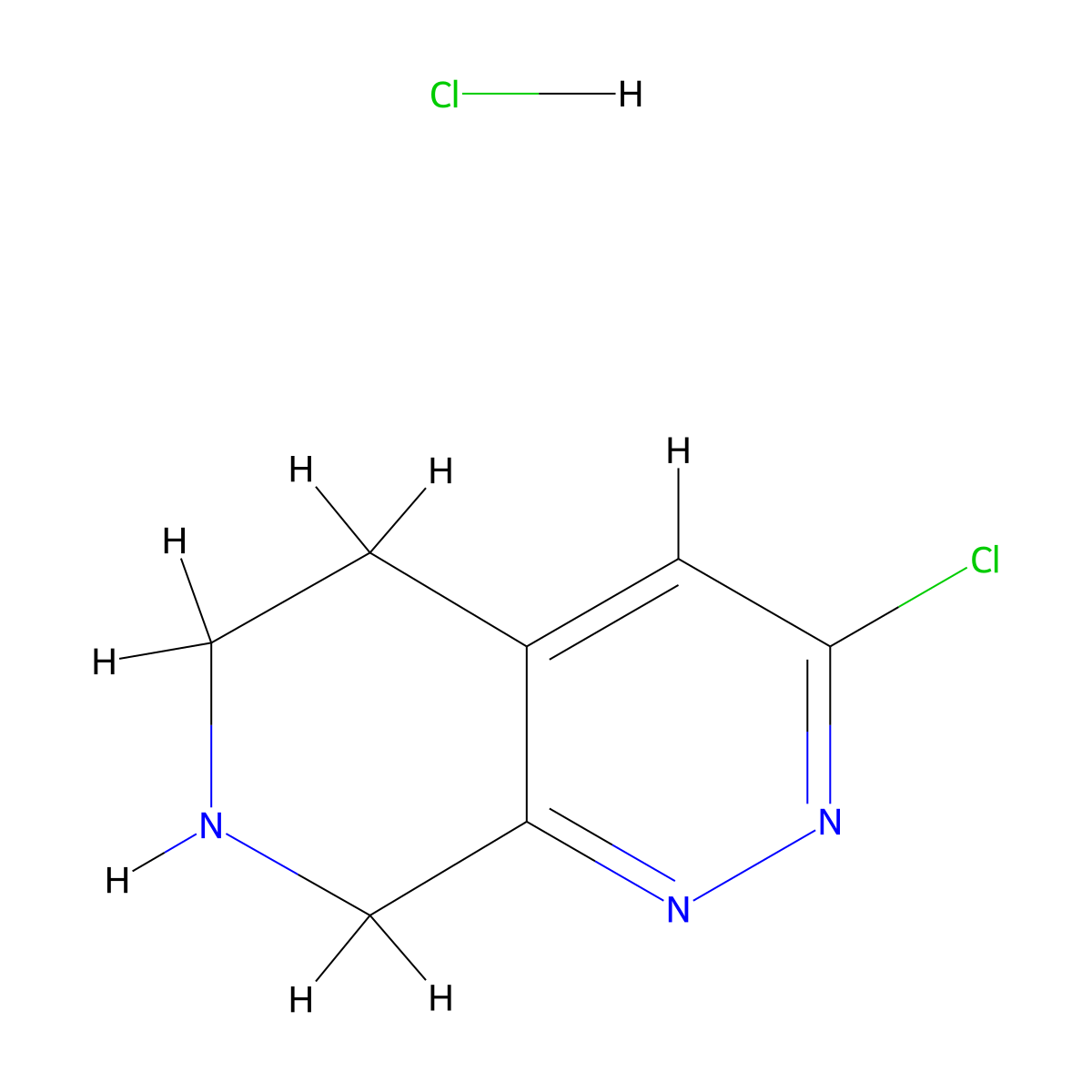 3-chloro-5H,6H,7H,8H-pyrido(3,4-c)pyridazine hydrochloride molecular structure, CAS 1909319-22-7