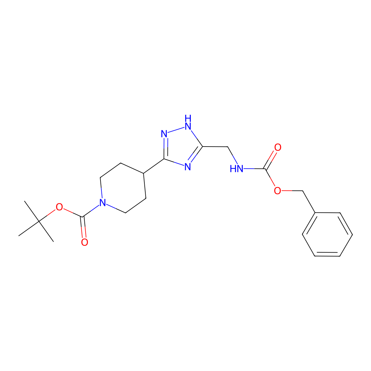 tert-Butyl 4-[5-({[(benzyloxy)carbonyl]amino}methyl)-1H-1,2,4-triazol-3-yl]piperidine-1-carboxylate molecular structure, CAS 1909319-25-0