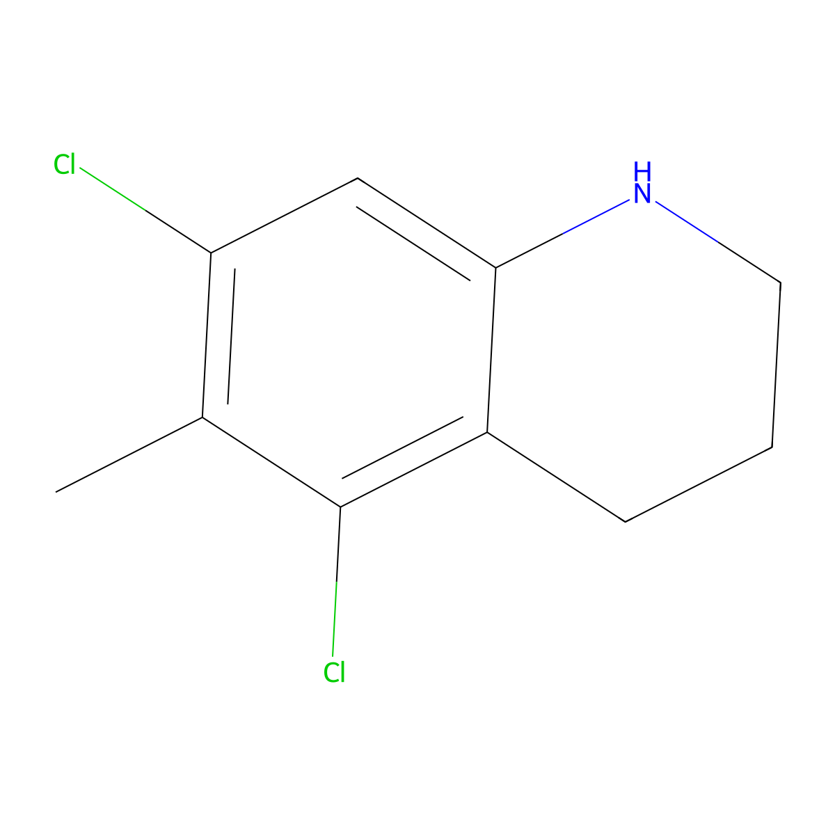 5,7-Dichloro-6-methyl-1,2,3,4-tetrahydroquinoline molecular structure, CAS 1909319-30-7