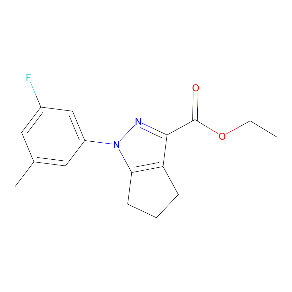 ethyl 1-(3-fluoro-5-methylphenyl)-1H,4H,5H,6H-cyclopenta[c]pyrazole-3-carboxylate molecular structure, CAS 1909319-42-1