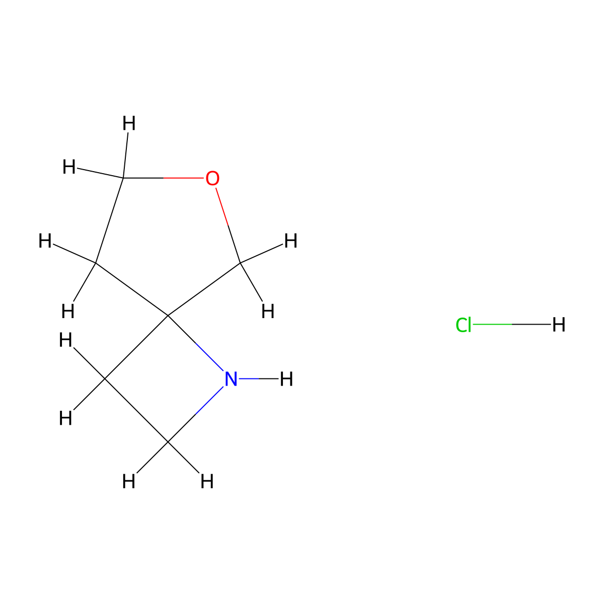 6-Oxa-1-azaspiro[3.4]octane hydrochloride molecular structure, CAS 1909319-43-2