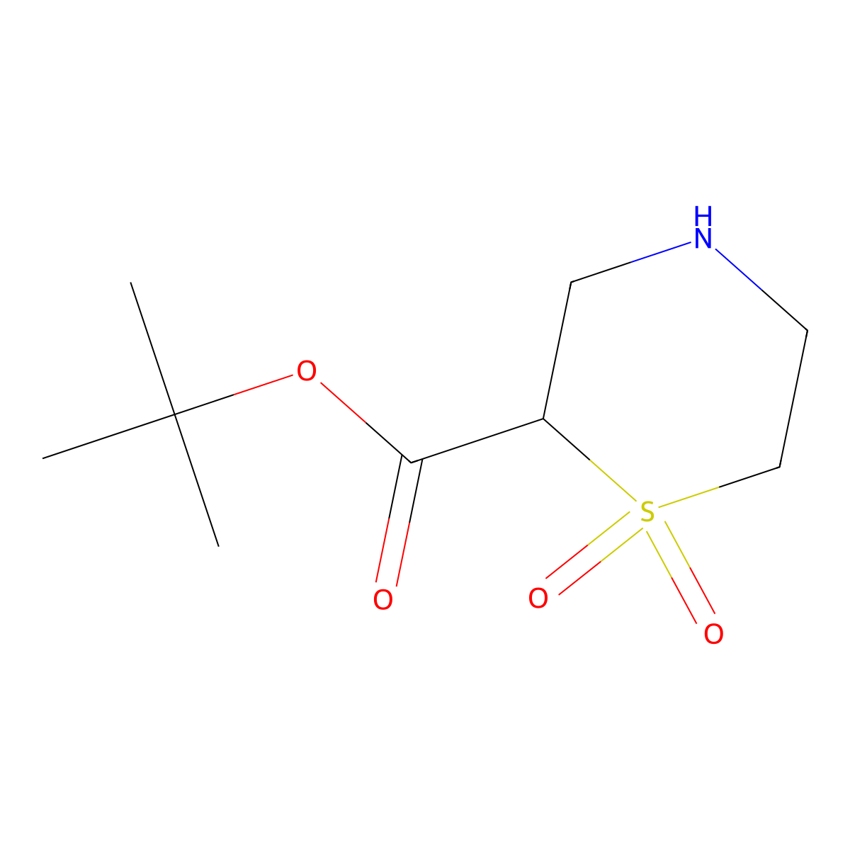 Tert-butyl 1,1-dioxo-1lambda6-thiomorpholine-2-carboxylate molecular structure, CAS 1909319-54-5