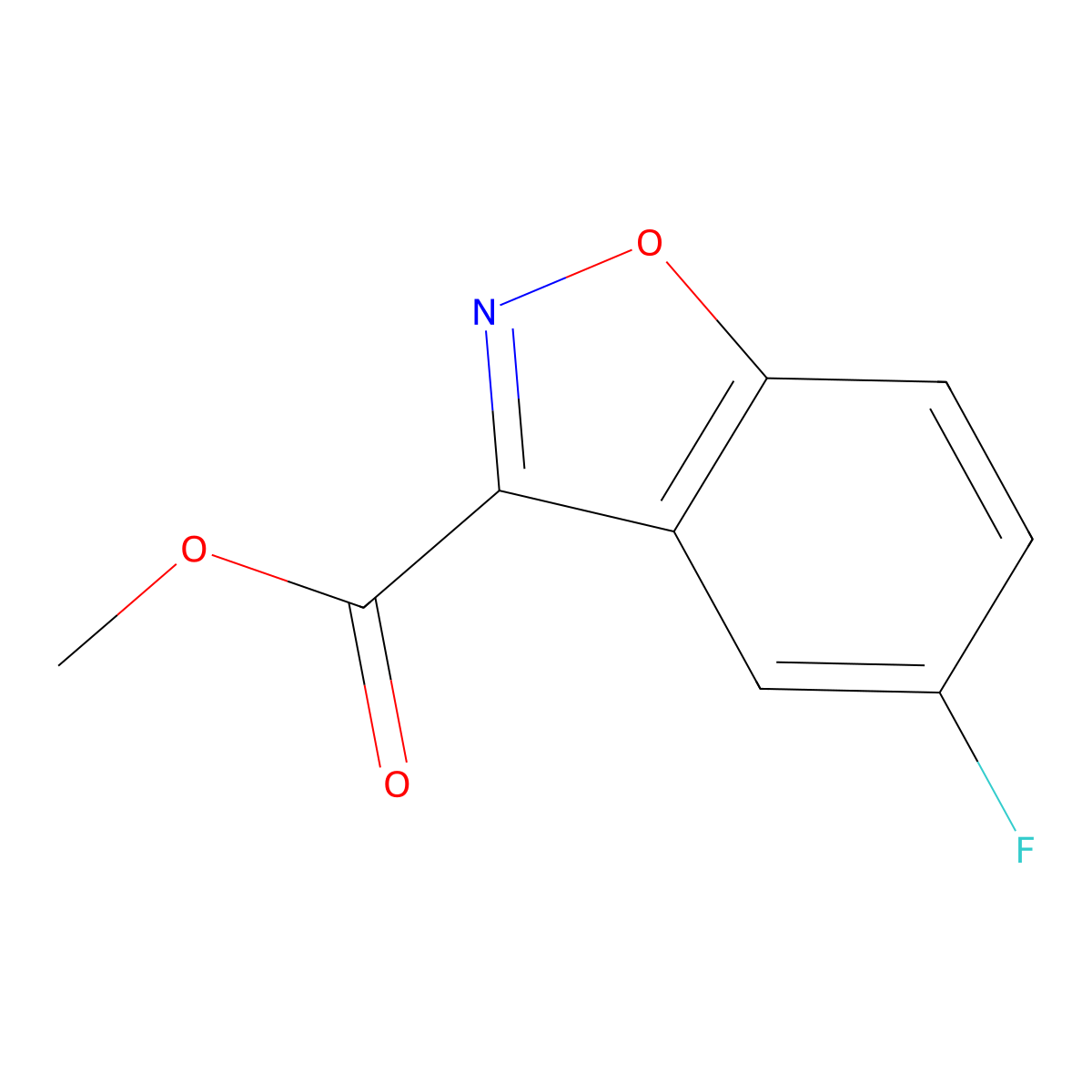 Methyl 5-fluoro-1,2-benzoxazole-3-carboxylate molecular structure, CAS 1909319-55-6