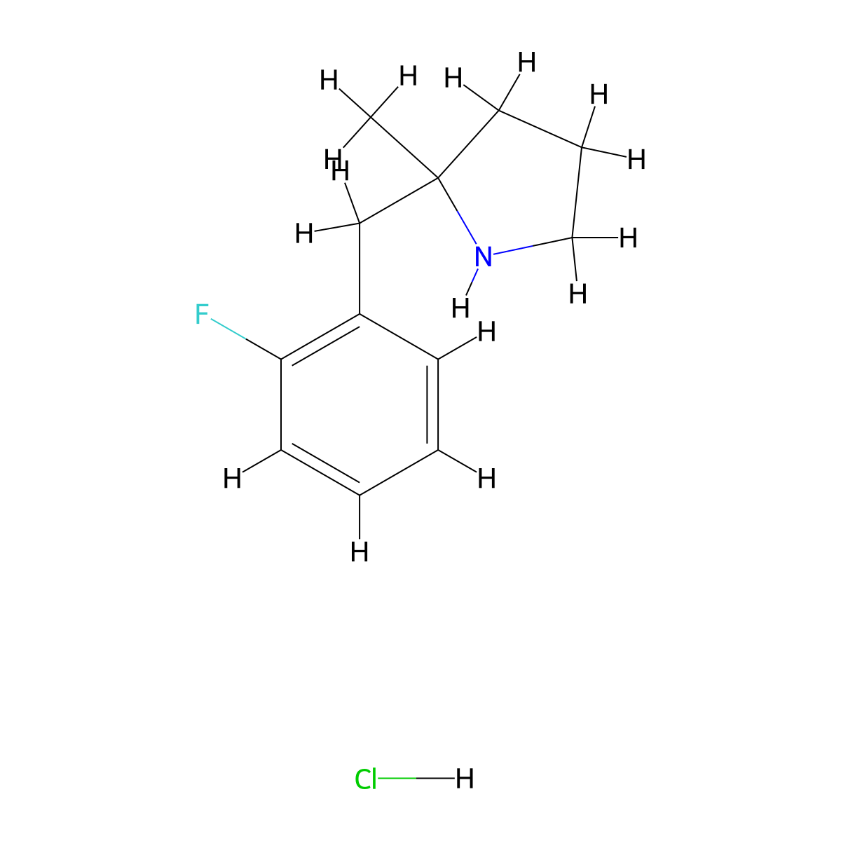 2-[(2-Fluorophenyl)methyl]-2-methylpyrrolidine hydrochloride molecular structure, CAS 1909319-64-7