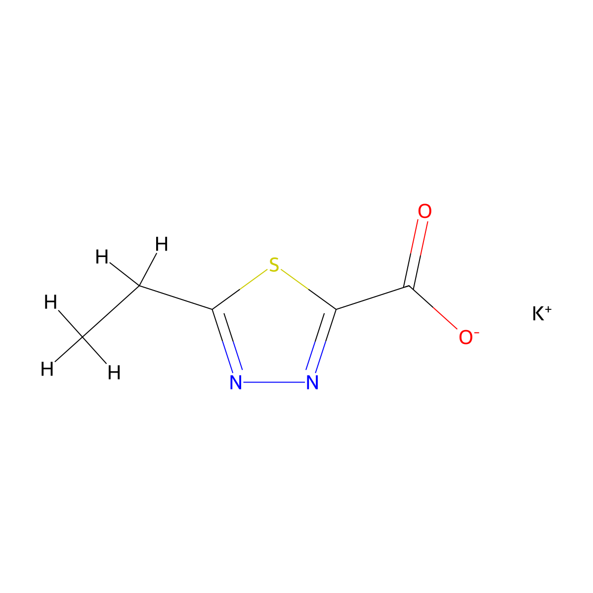 Potassium 5-ethyl-1,3,4-thiadiazole-2-carboxylate molecular structure, CAS 1909319-71-6
