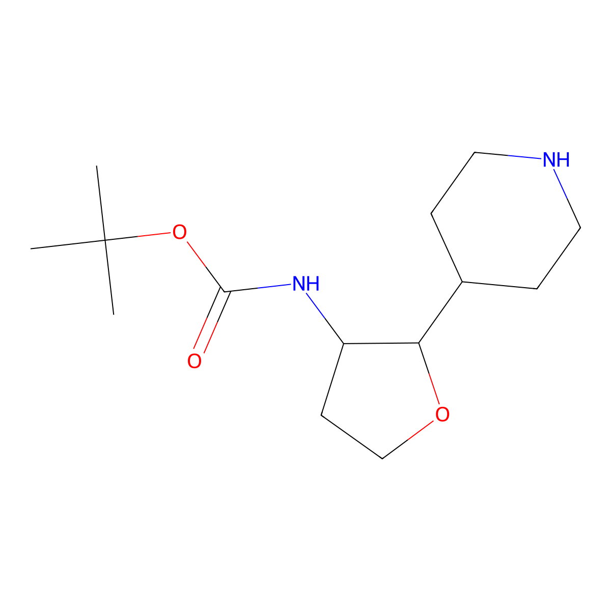 tert-butyl N-[2-(piperidin-4-yl)oxolan-3-yl]carbamate molecular structure, CAS 1909319-72-7