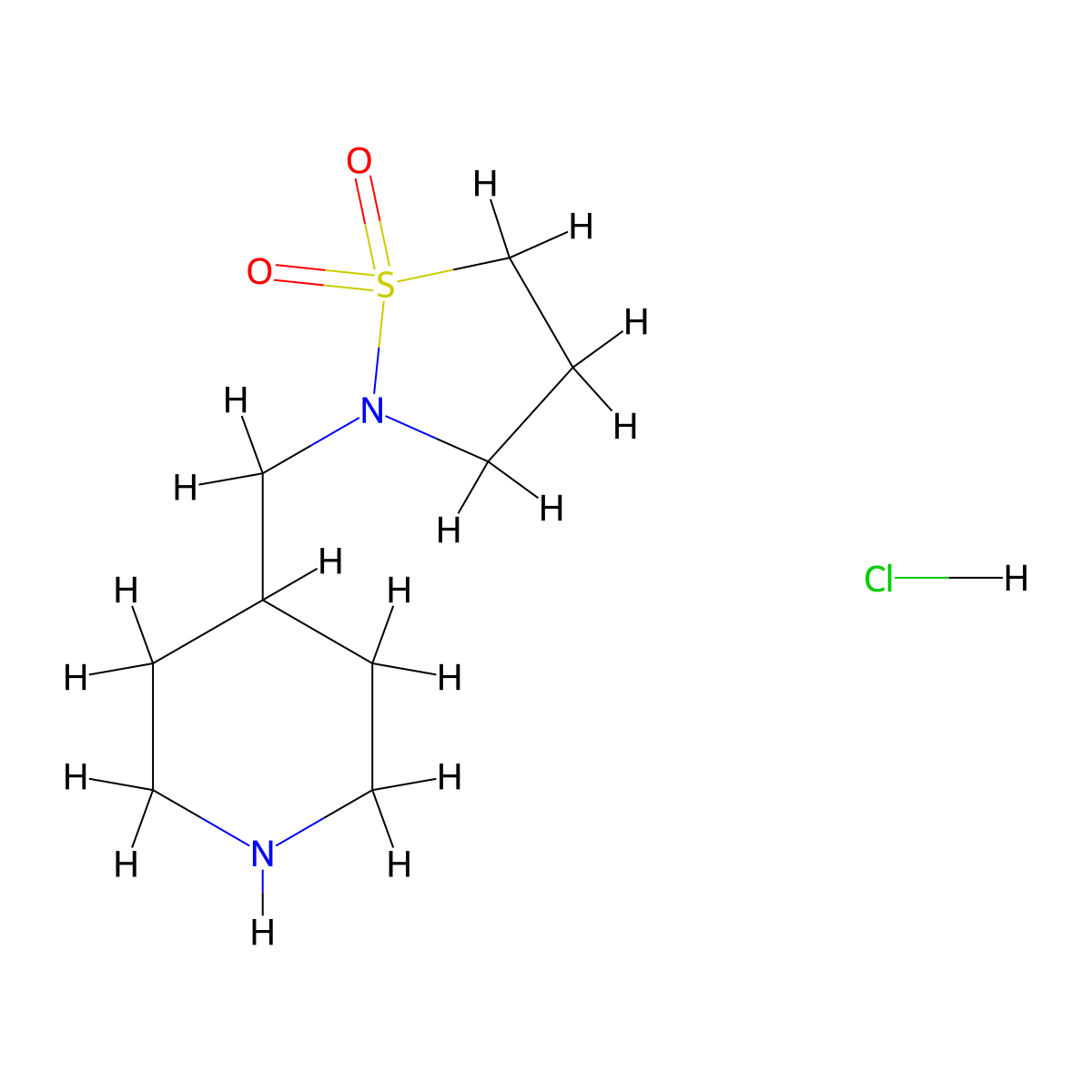 2-[(Piperidin-4-yl)methyl]-1lambda6,2-thiazolidine-1,1-dione hydrochloride molecular structure, CAS 1909319-77-2