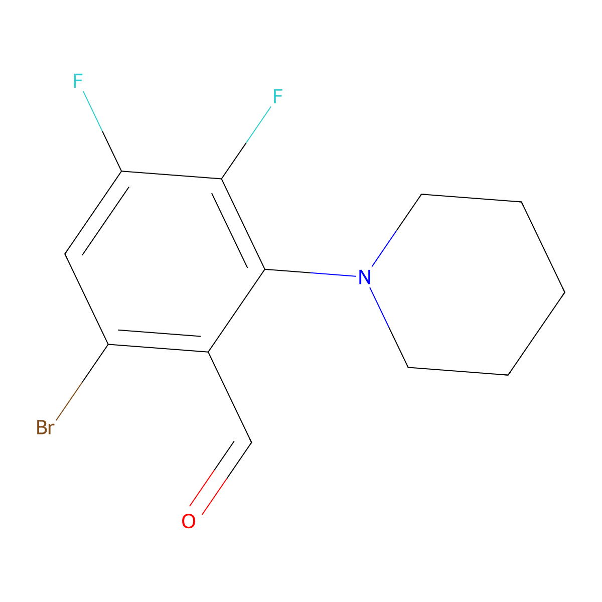 6-Bromo-3,4-difluoro-2-(piperidin-1-yl)benzaldehyde molecular structure, CAS 1909319-79-4