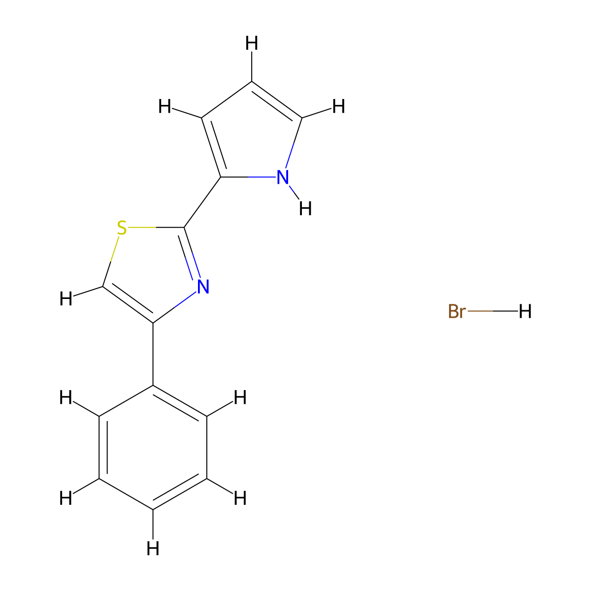 4-Phenyl-2-(1H-pyrrol-2-yl)-1,3-thiazole hydrobromide molecular structure, CAS 1909319-80-7