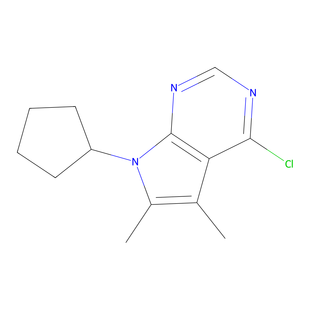 4-chloro-7-cyclopentyl-5,6-dimethyl-7H-pyrrolo[2,3-d]pyrimidine molecular structure, CAS 1909319-82-9