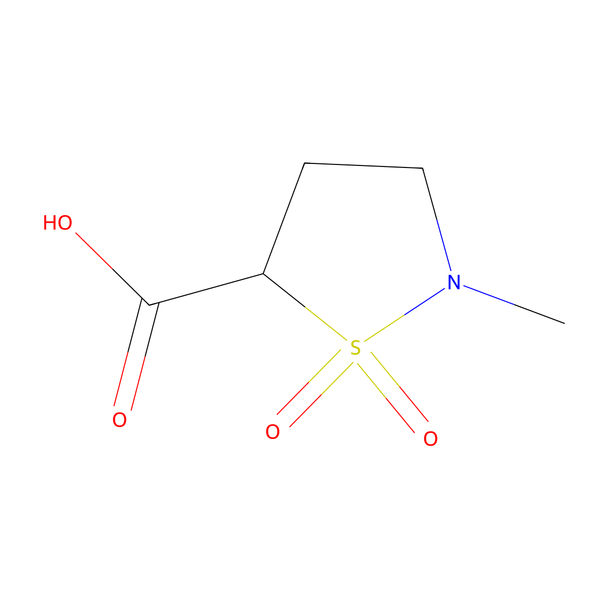 2-Methyl-1,1-dioxo-1,2-thiazolidine-5-carboxylic acid molecular structure, CAS 1909319-87-4