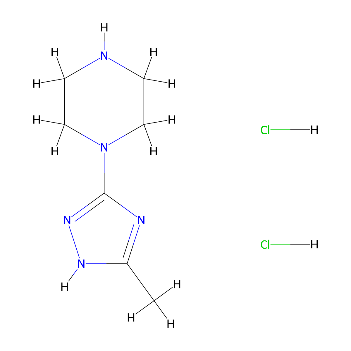 1-(3-methyl-1H-1,2,4-triazol-5-yl)piperazine dihydrochloride molecular structure, CAS 1909320-03-1