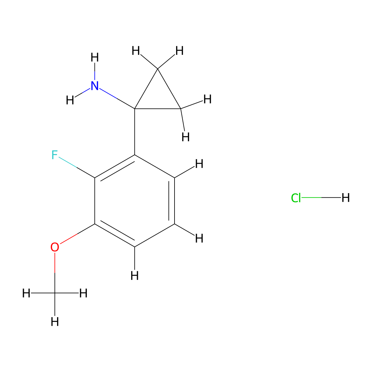 1-(2-Fluoro-3-methoxyphenyl)cyclopropan-1-amine hydrochloride molecular structure, CAS 1909320-05-3