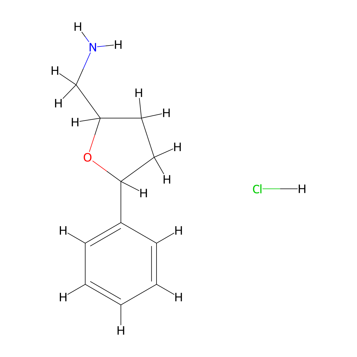 (5-Phenyloxolan-2-yl)methanamine hydrochloride molecular structure, CAS 1909320-13-3