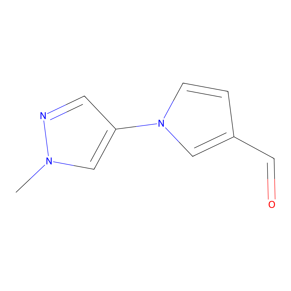 1-(1-methyl-1H-pyrazol-4-yl)-1H-pyrrole-3-carbaldehyde molecular structure, CAS 1909320-16-6
