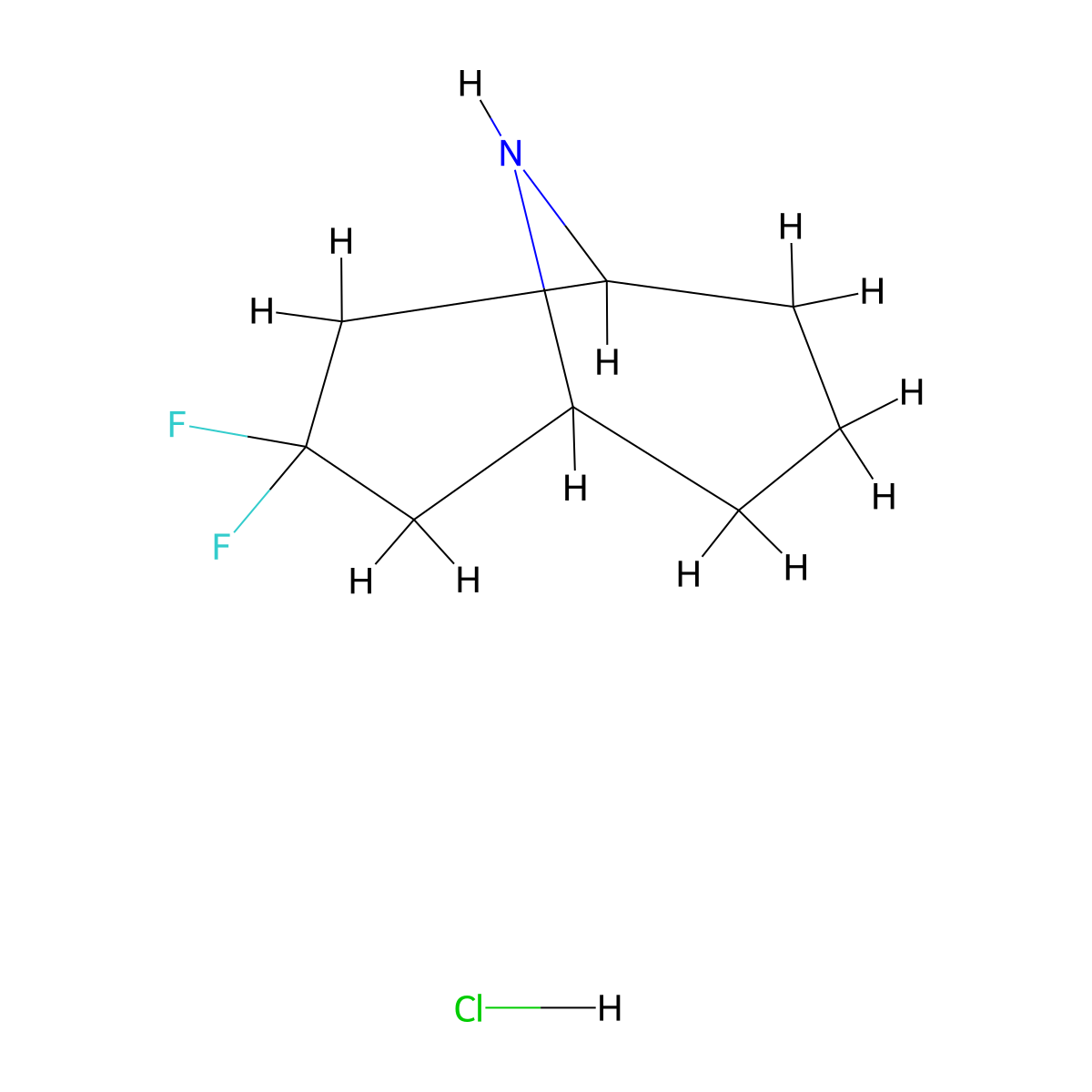 3,3-Difluoro-9-azabicyclo(3.3.1)nonane hydrochloride molecular structure, CAS 1909320-20-2
