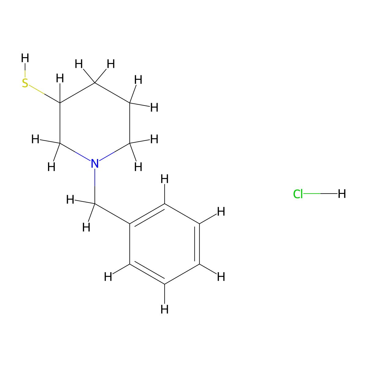1-Benzylpiperidine-3-thiol hydrochloride molecular structure, CAS 1909320-32-6