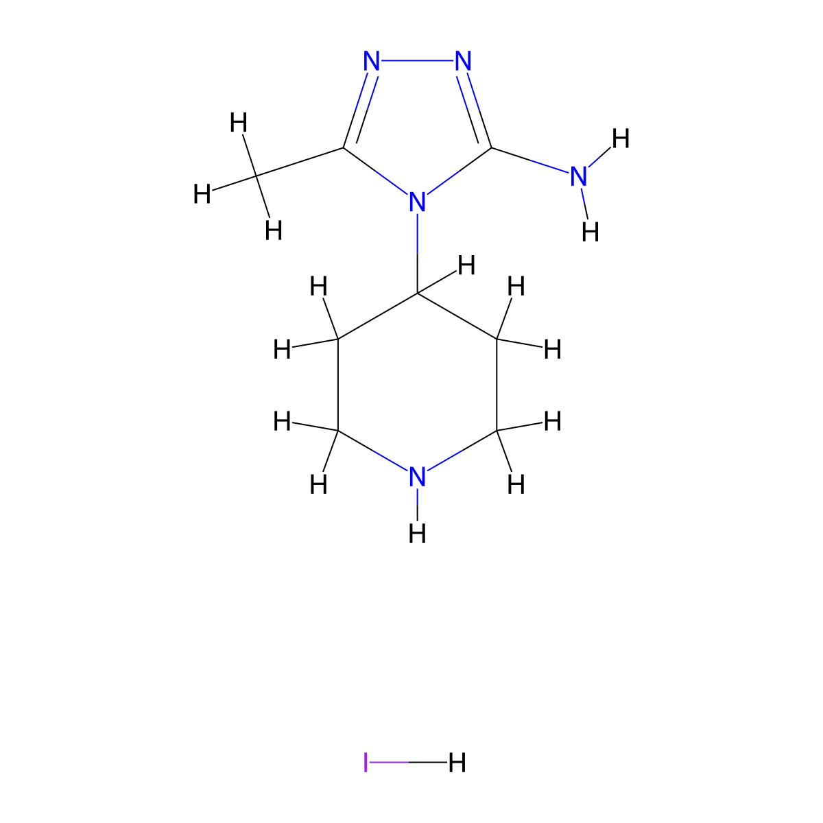 5-methyl-4-(piperidin-4-yl)-4H-1,2,4-triazol-3-amine hydroiodide molecular structure, CAS 1909320-34-8