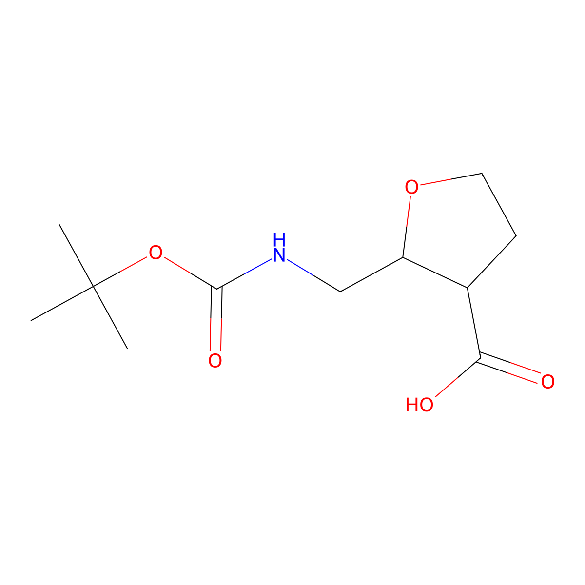 2-({[(Tert-butoxy)carbonyl]amino}methyl)oxolane-3-carboxylic acid molecular structure, CAS 1909324-70-4