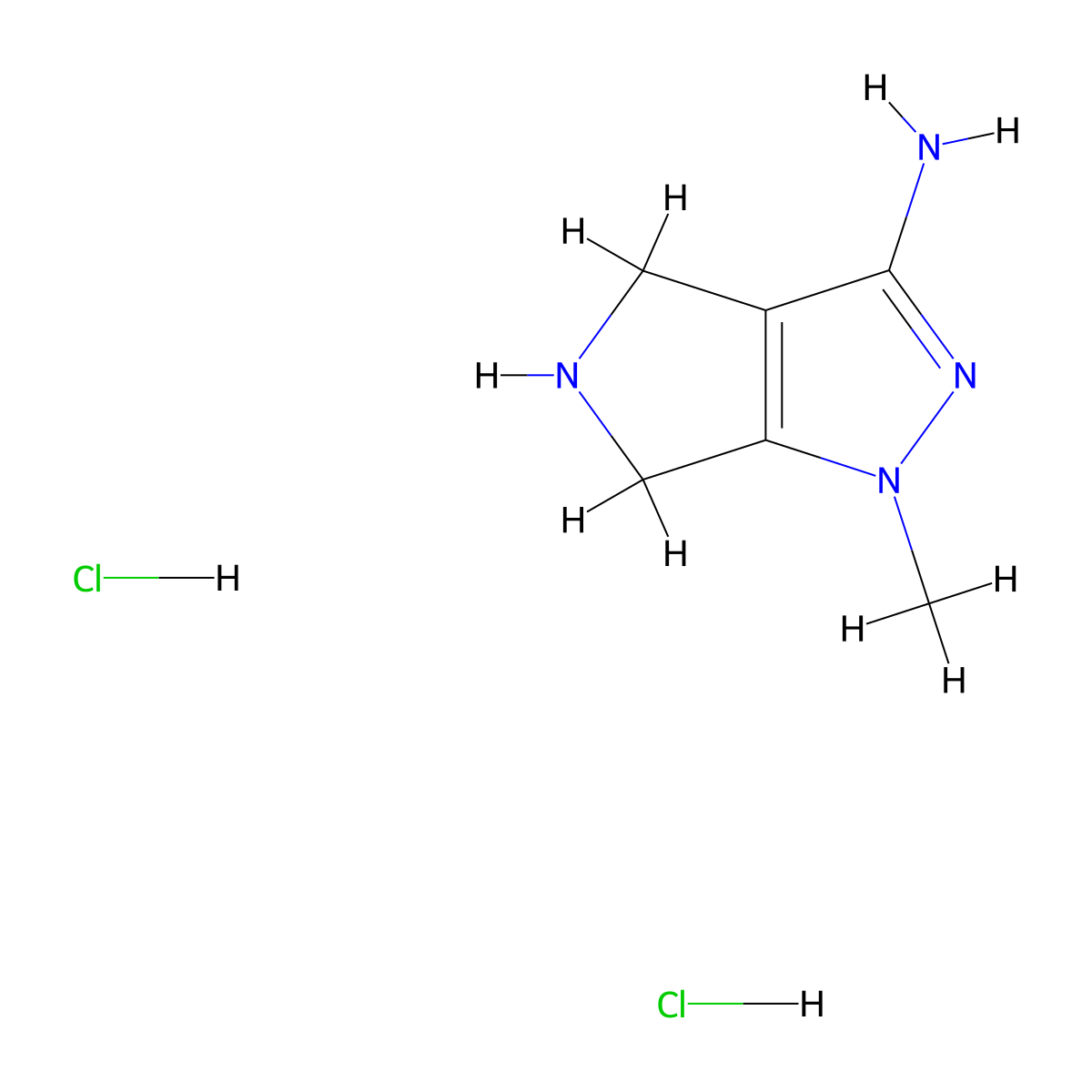 1-methyl-1H,4H,5H,6H-pyrrolo(3,4-c)pyrazol-3-amine dihydrochloride molecular structure, CAS 1909324-73-7