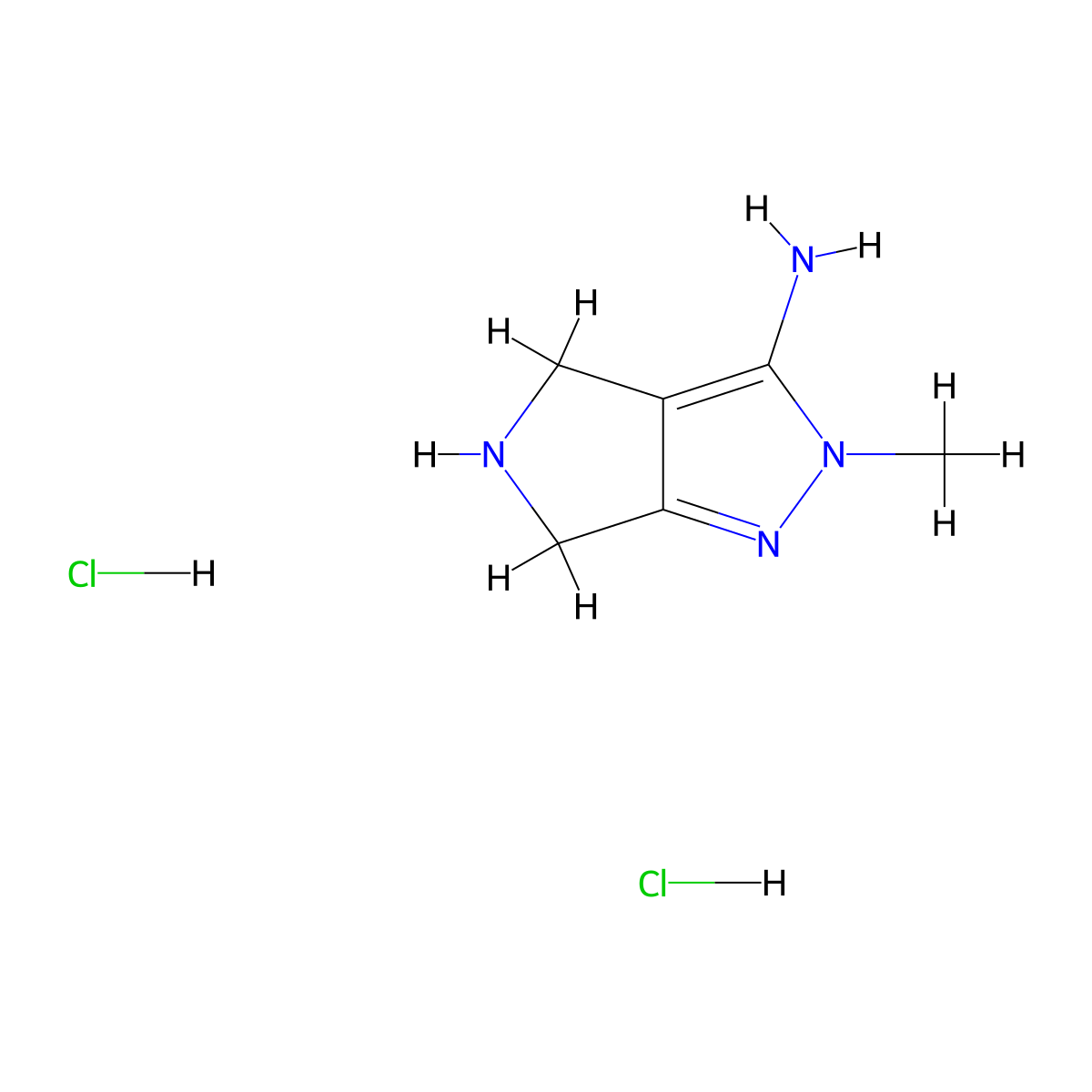 2-methyl-2H,4H,5H,6H-pyrrolo[3,4-c]pyrazol-3-amine dihydrochloride molecular structure, CAS 1909324-81-7