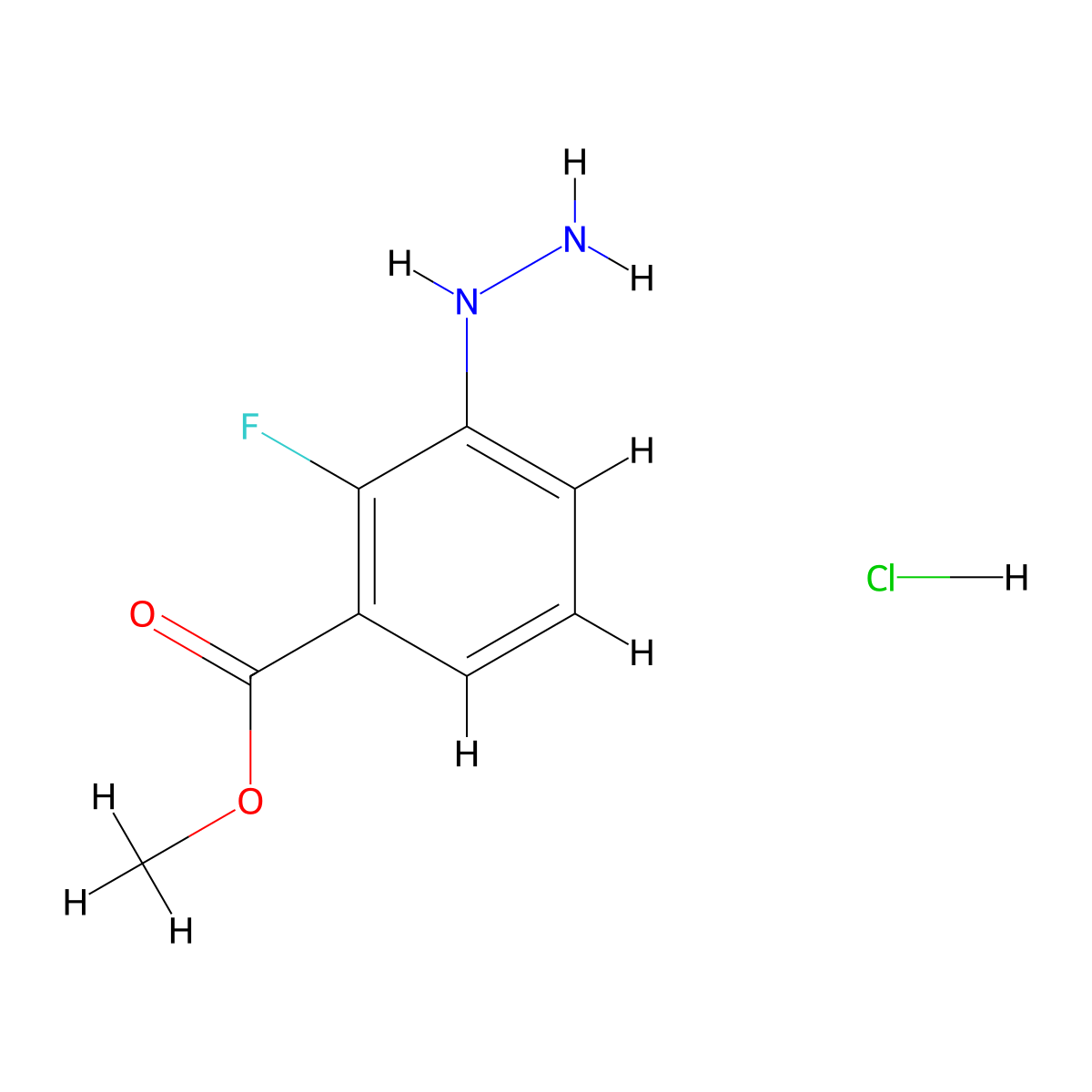 Methyl 2-fluoro-3-hydrazinylbenzoate hydrochloride molecular structure, CAS 1909324-96-4