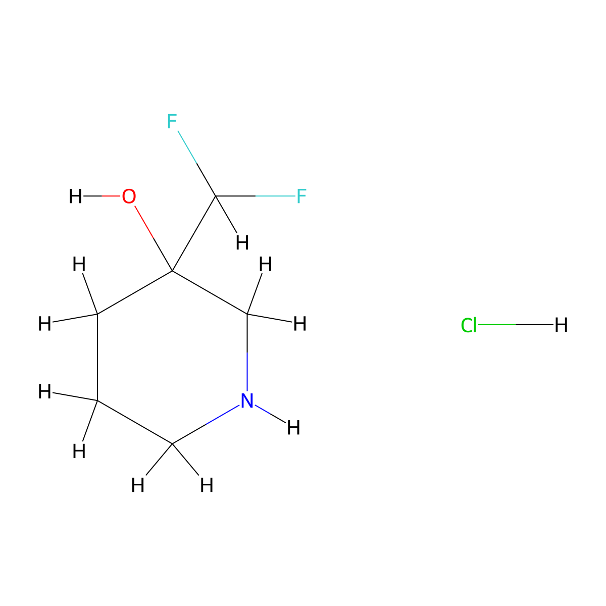 3-(Difluoromethyl)piperidin-3-ol hydrochloride molecular structure, CAS 1909325-03-6