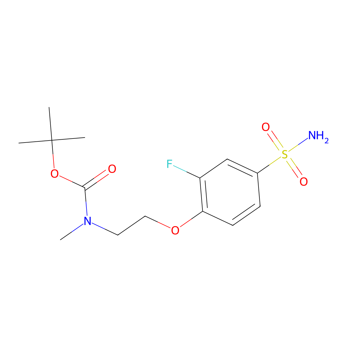 tert-Butyl N-[2-(2-fluoro-4-sulfamoylphenoxy)ethyl]-N-methylcarbamate molecular structure, CAS 1909325-15-0