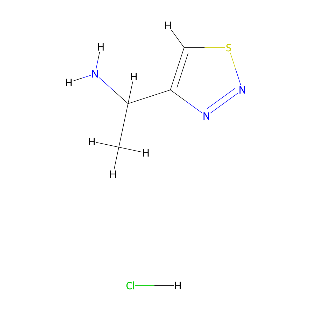 1-(1,2,3-Thiadiazol-4-yl)ethan-1-amine hydrochloride molecular structure, CAS 1909325-17-2