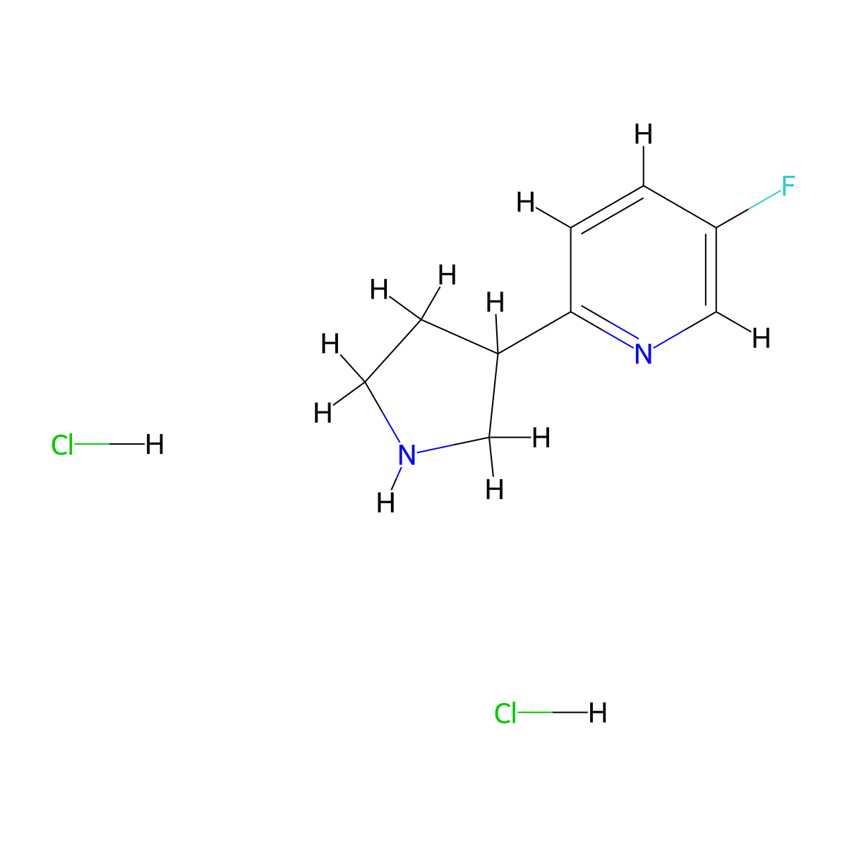 5-Fluoro-2-(pyrrolidin-3-yl)pyridine dihydrochloride molecular structure, CAS 1909325-25-2