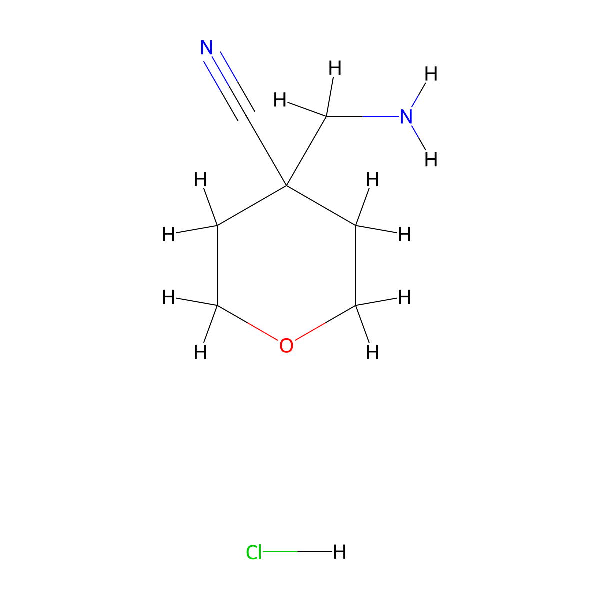 4-(Aminomethyl)oxane-4-carbonitrile hydrochloride molecular structure, CAS 1909325-40-1