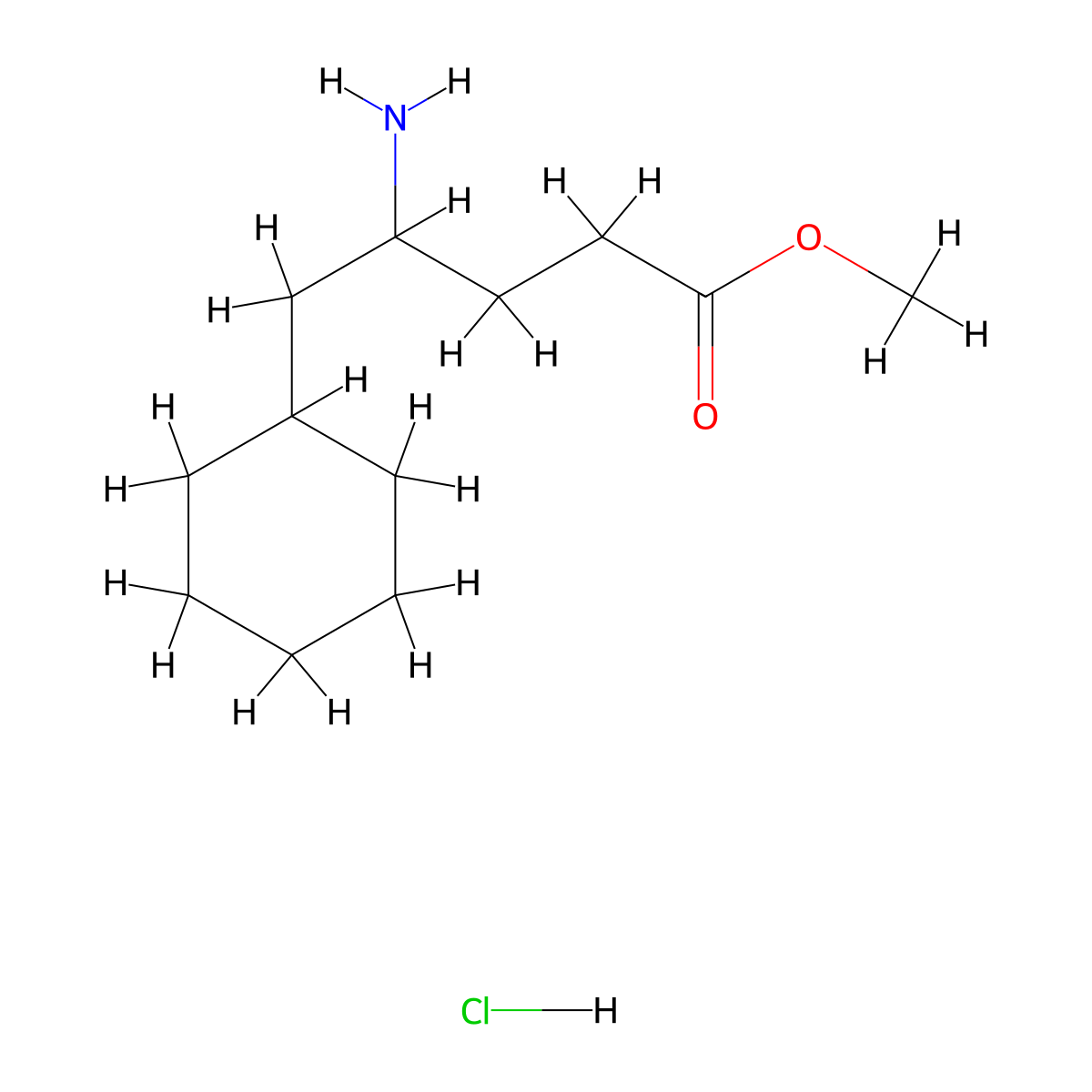 Methyl 4-amino-5-cyclohexylpentanoate hydrochloride molecular structure, CAS 1909325-42-3