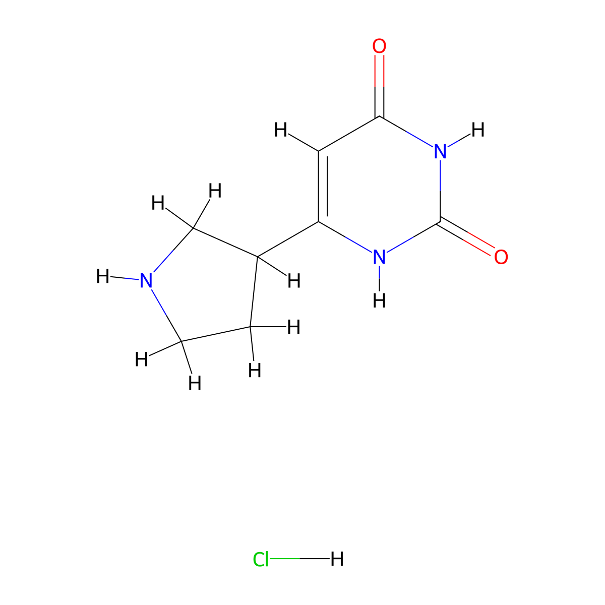 6-(Pyrrolidin-3-yl)-1,2,3,4-tetrahydropyrimidine-2,4-dione hydrochloride molecular structure, CAS 1909325-59-2