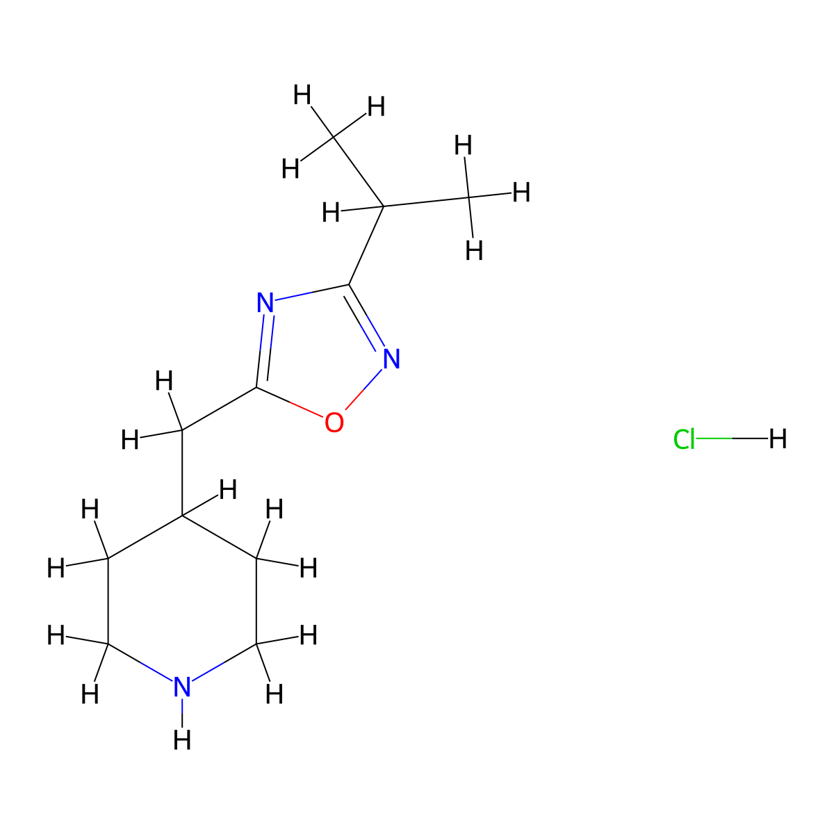 4-{[3-(Propan-2-yl)-1,2,4-oxadiazol-5-yl]methyl}piperidine hydrochloride molecular structure, CAS 1909325-61-6