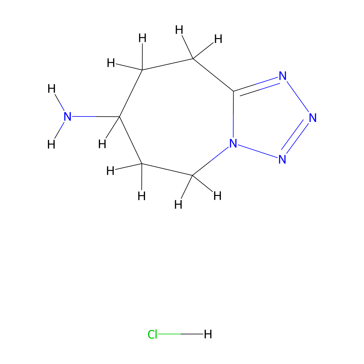 5H,6H,7H,8H,9H-(1,2,3,4)tetrazolo(1,5-a)azepin-7-amine hydrochloride molecular structure, CAS 1909325-69-4