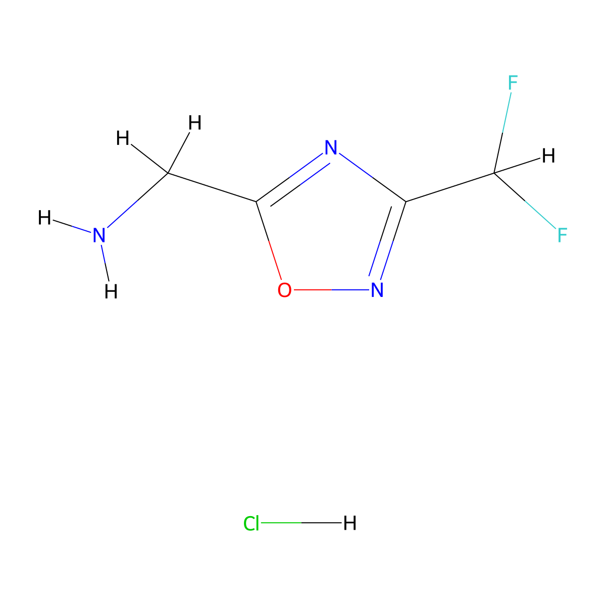 [3-(Difluoromethyl)-1,2,4-oxadiazol-5-yl]methanamine hydrochloride molecular structure, CAS 1909325-73-0