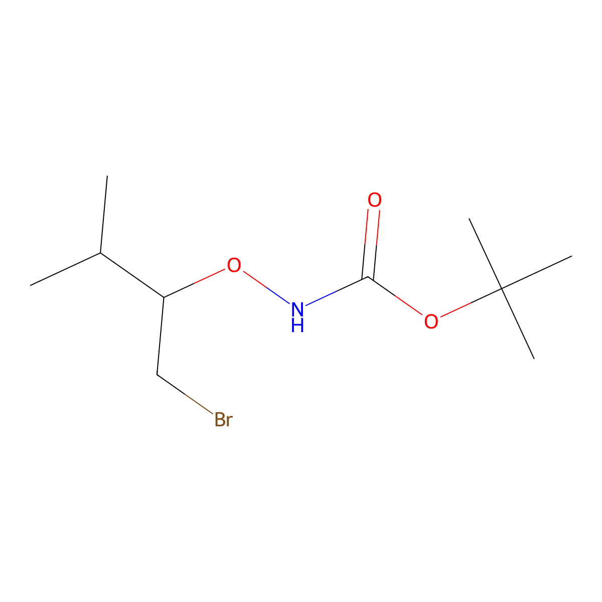 tert-Butyl N-[(1-bromo-3-methylbutan-2-yl)oxy]carbamate molecular structure, CAS 1909325-77-4