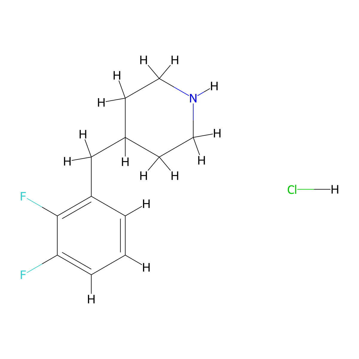 4-[(2,3-Difluorophenyl)methyl]piperidine hydrochloride molecular structure, CAS 1909325-82-1