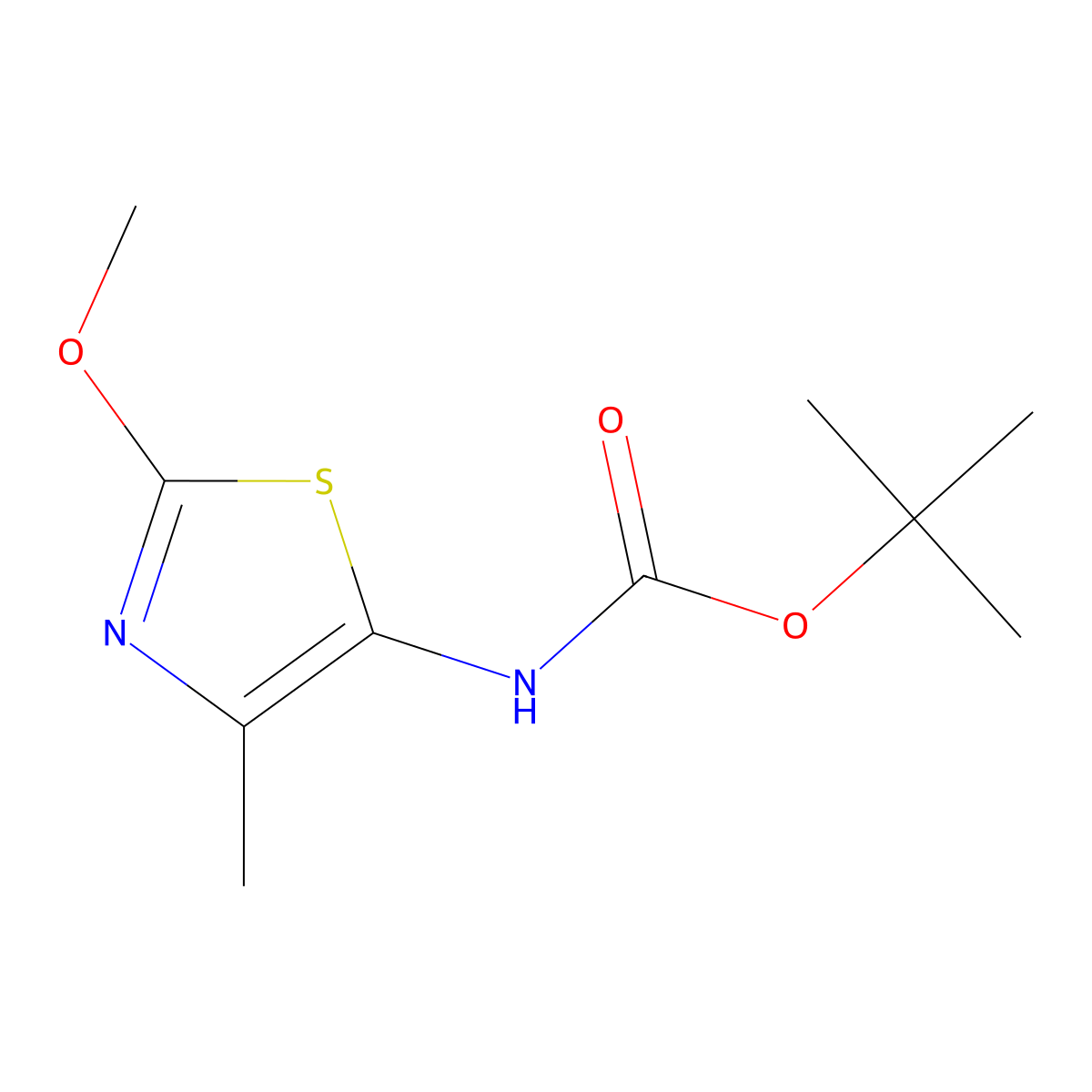 tert-butyl N-(2-methoxy-4-methyl-1,3-thiazol-5-yl)carbamate molecular structure, CAS 1909325-84-3