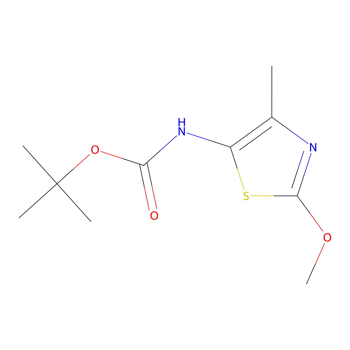tert-butyl N-(2-methoxy-4-methyl-1,3-thiazol-5-yl)carbamate molecular structure, CAS 1909325-84-3