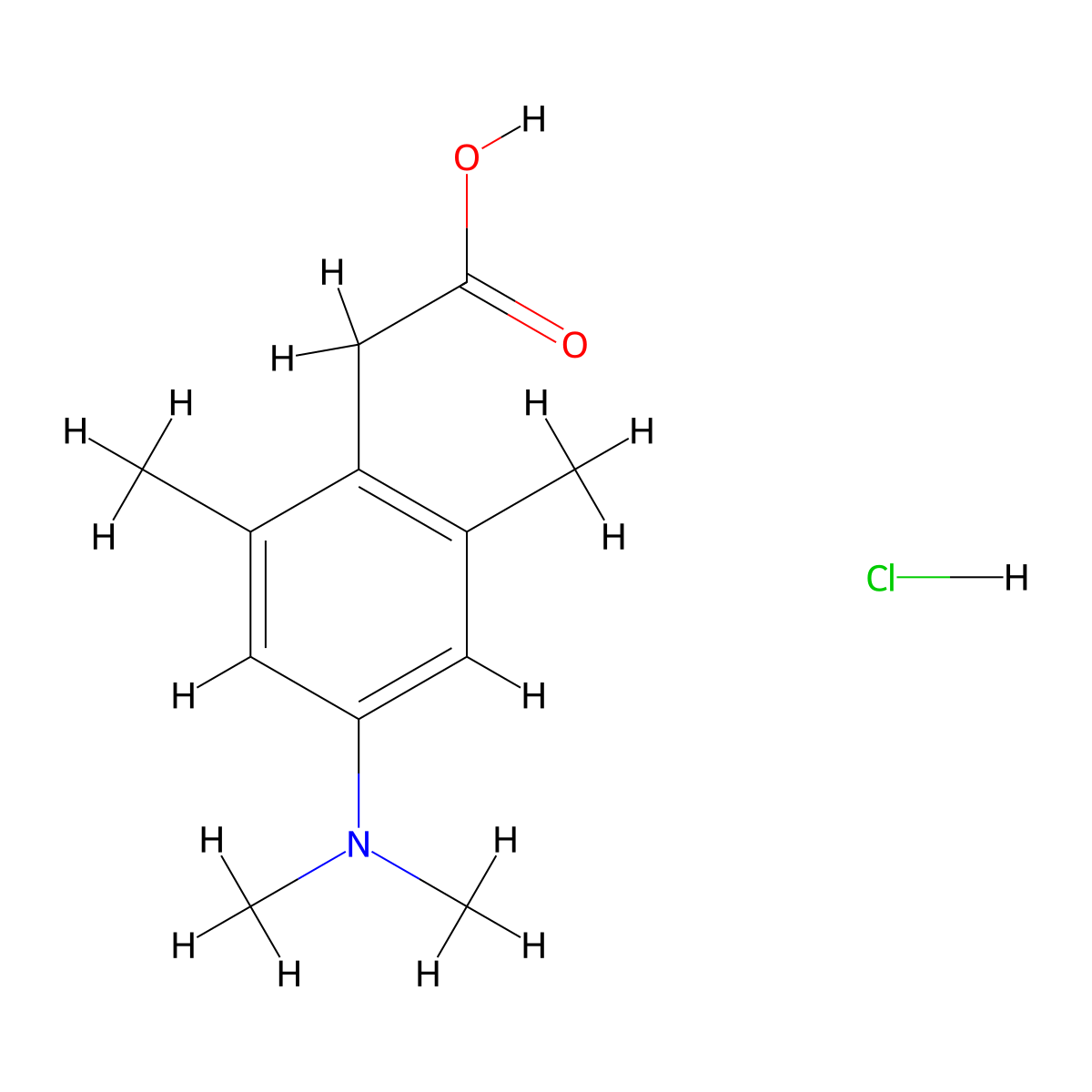 2-(4-(Dimethylamino)-2,6-dimethylphenyl)acetic acid hydrochloride molecular structure, CAS 1909326-09-5