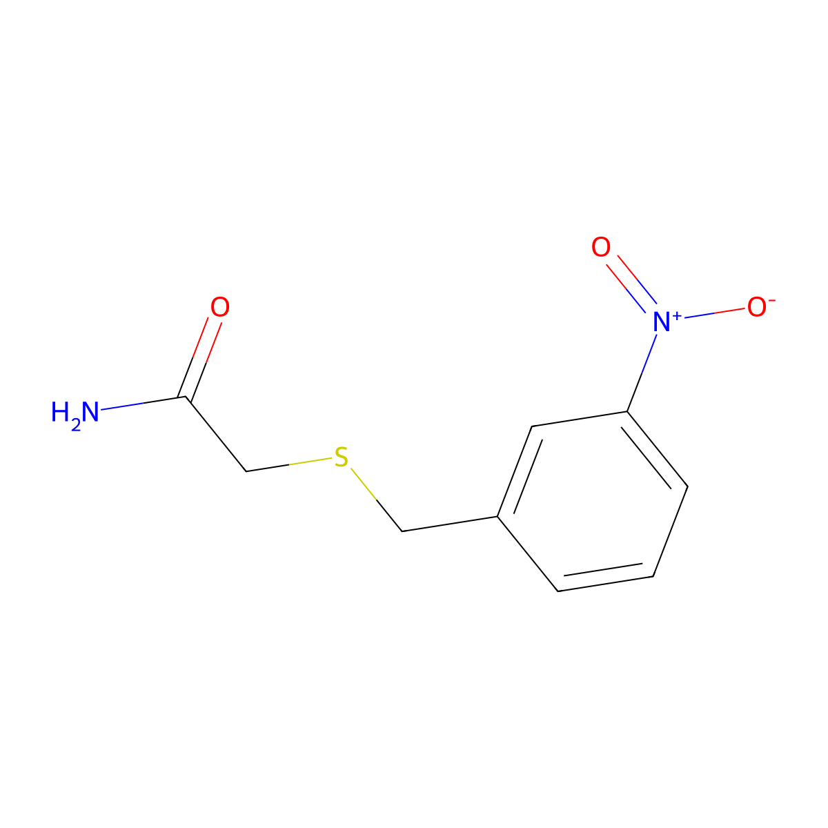 2-{[(3-Nitrophenyl)methyl]sulfanyl}acetamide molecular structure, CAS 1909326-11-9