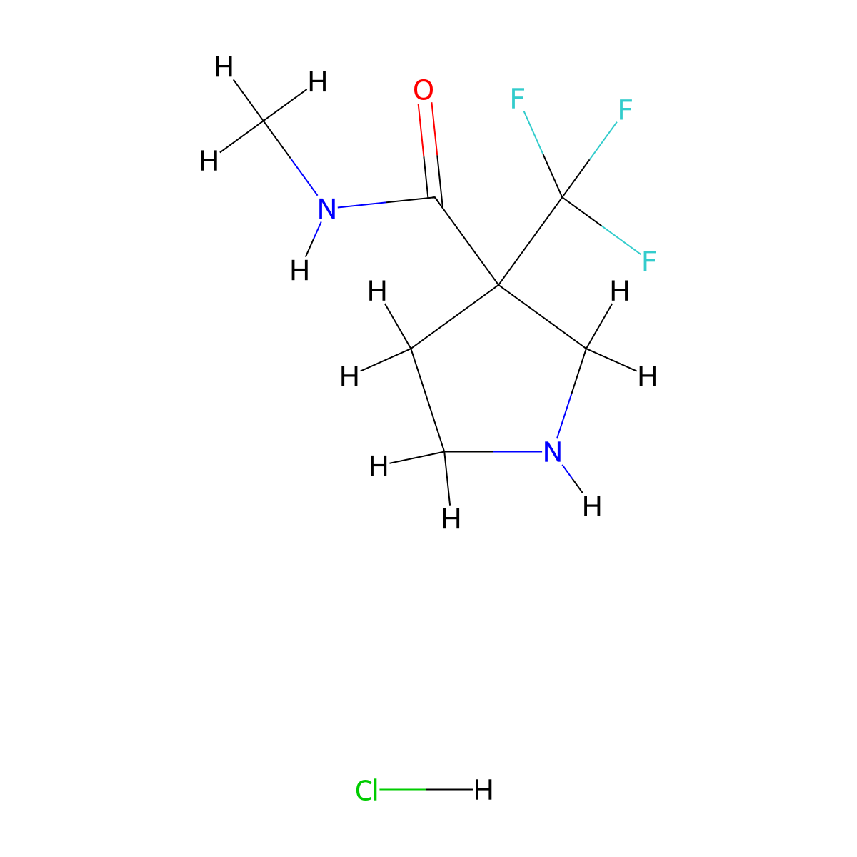 N-methyl-3-(trifluoromethyl)pyrrolidine-3-carboxamide hydrochloride molecular structure, CAS 1909326-30-2