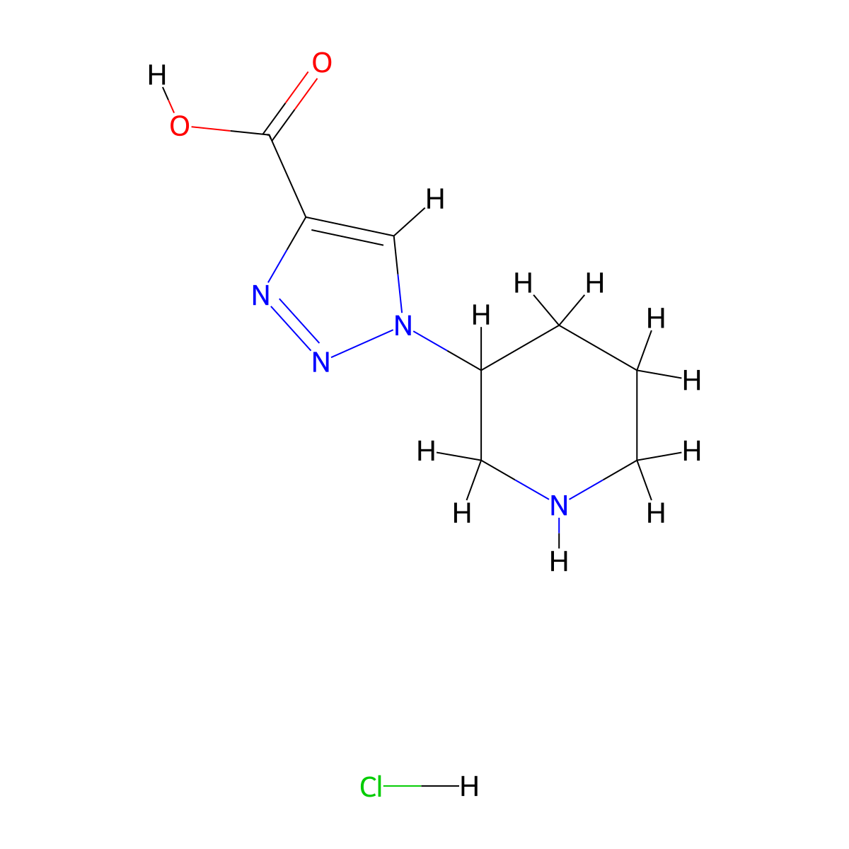 1-(piperidin-3-yl)-1H-1,2,3-triazole-4-carboxylic acid hydrochloride molecular structure, CAS 1909326-32-4